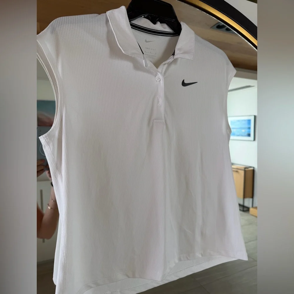 Two Nike Golf Tennis Pickleball Dri-FIT Sleeveless Polo Shirts Women's M - Picture 1 of 12